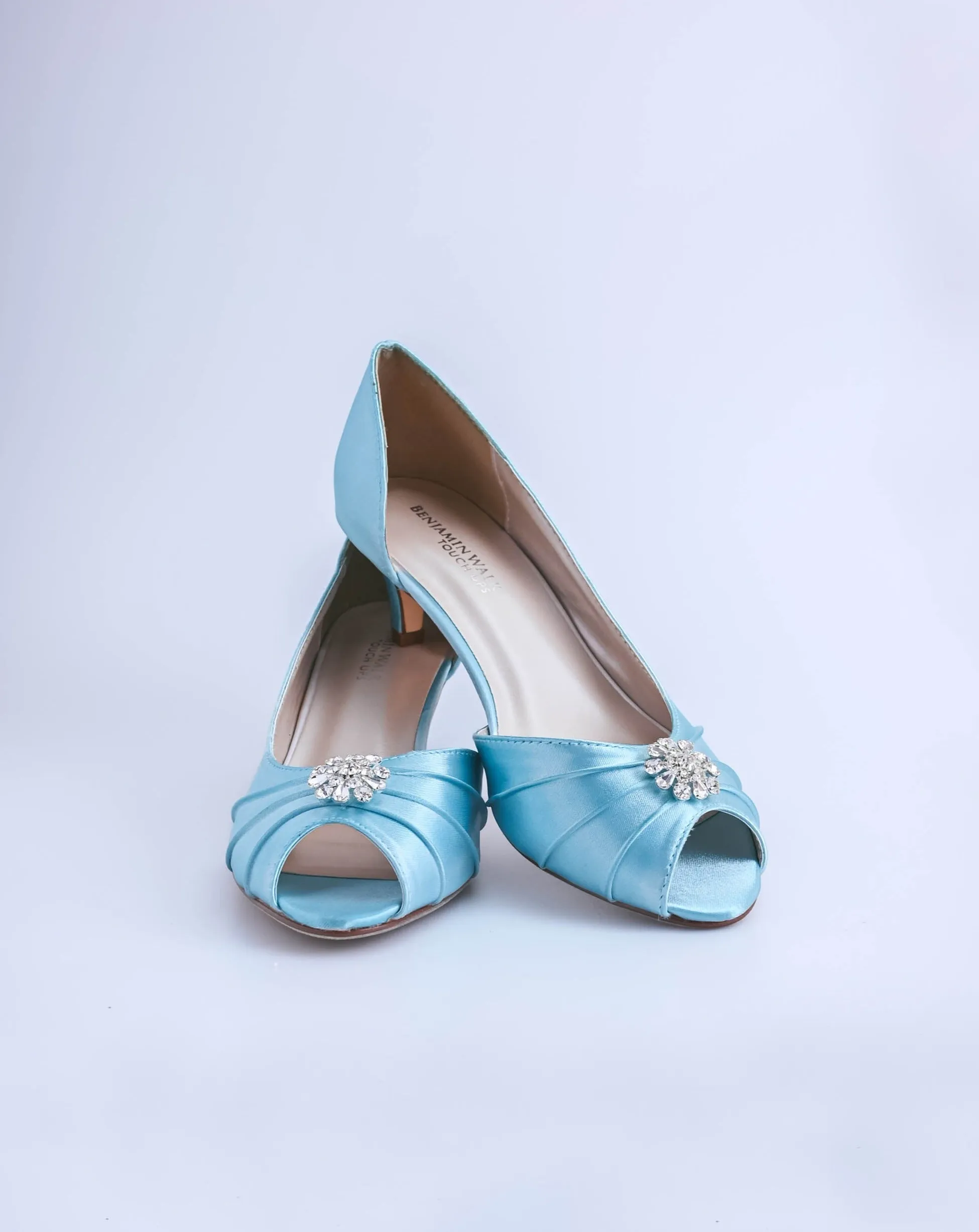 Abby Blue Box Bridal Heels with Simple Crystal Brooch