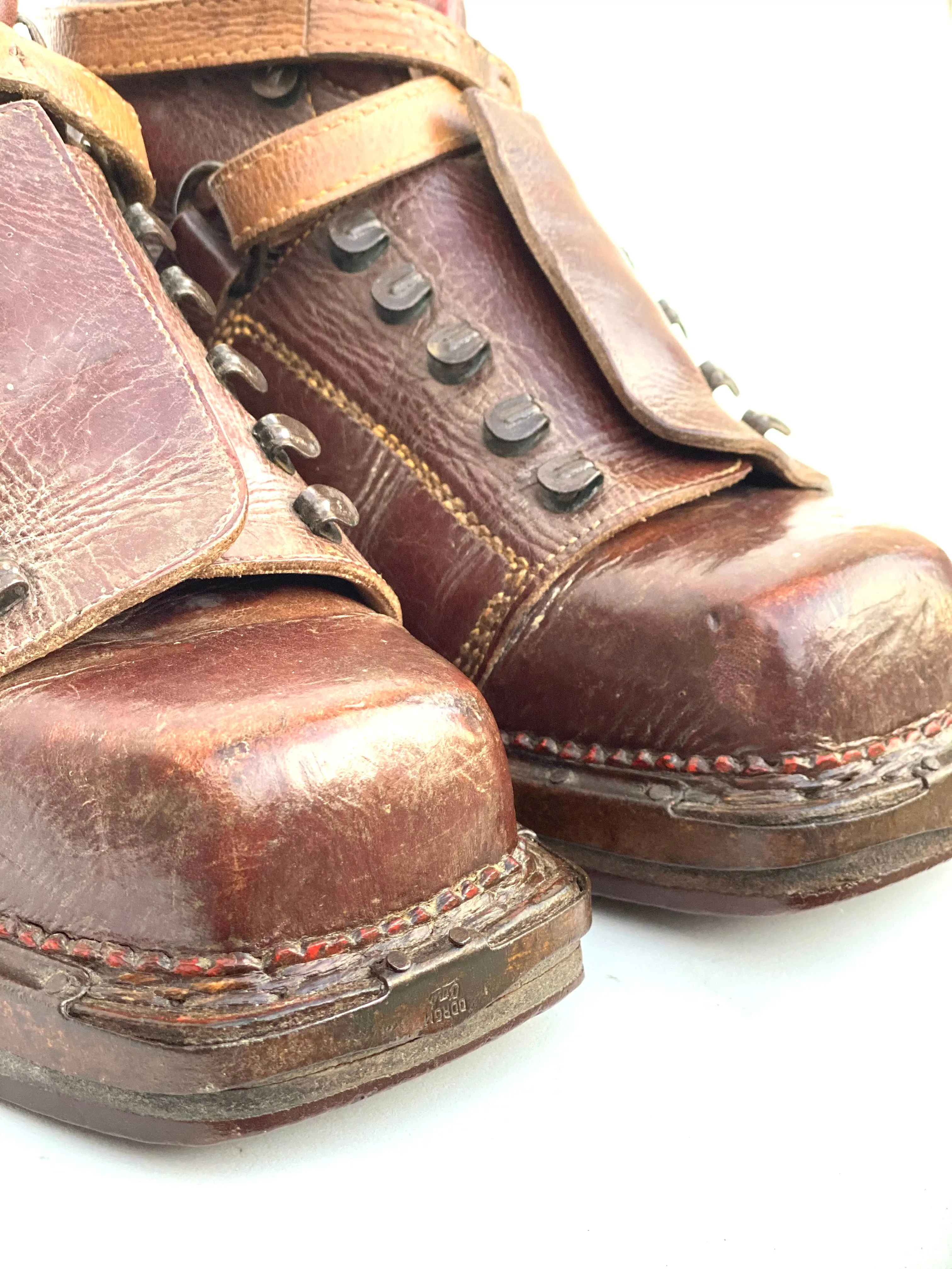 Antique Leather Ski Boots