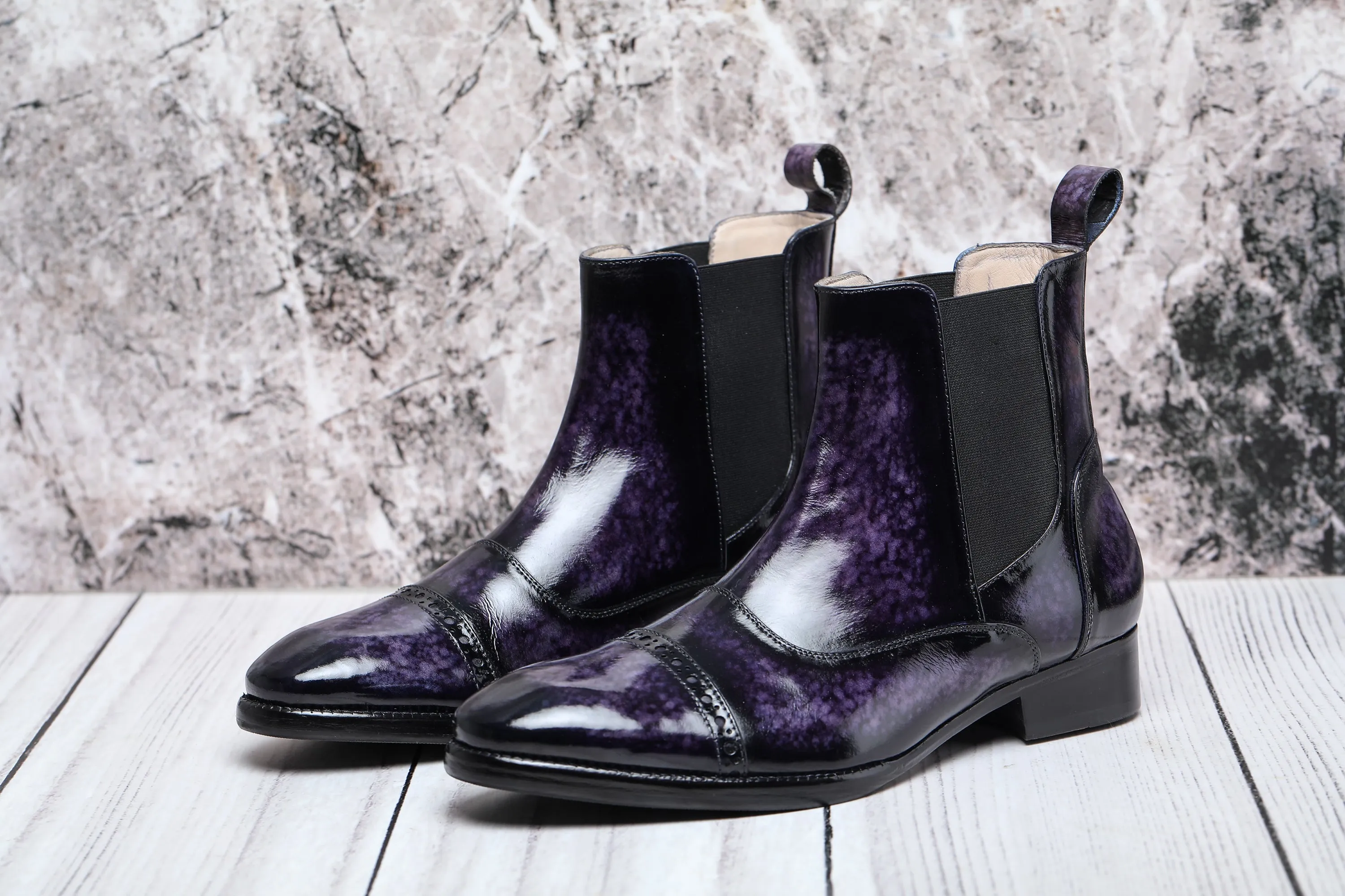 Captoe Chelsea Boots- Purple