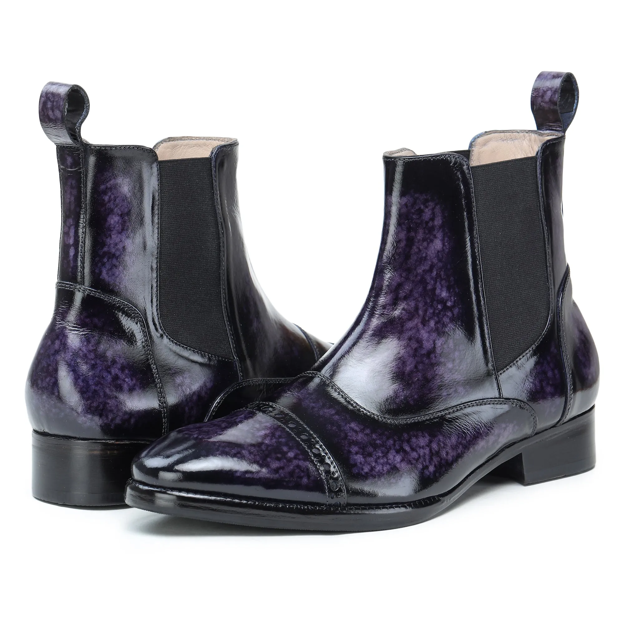 Captoe Chelsea Boots- Purple