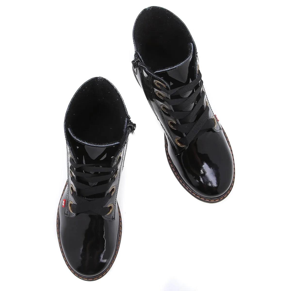 (E2622E-K/EY2622E) Emel Black patent lace-up boots