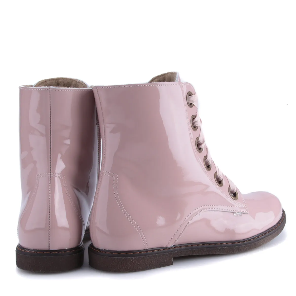 (EY2622E-2) Emel Pink patent lace-up boots