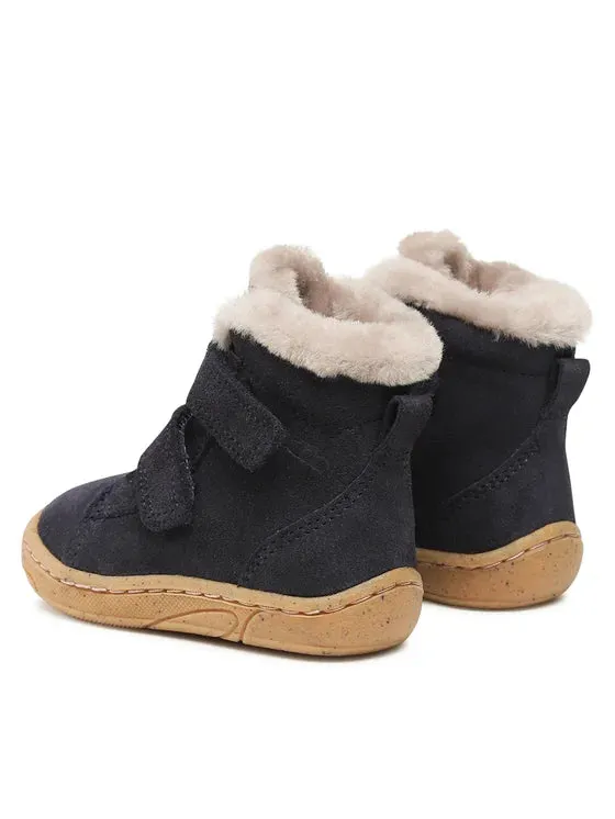 (G2110126-4) Children's Water-repellent Ankle Boots - MINNI SUEDE VELCRO Dark Blue