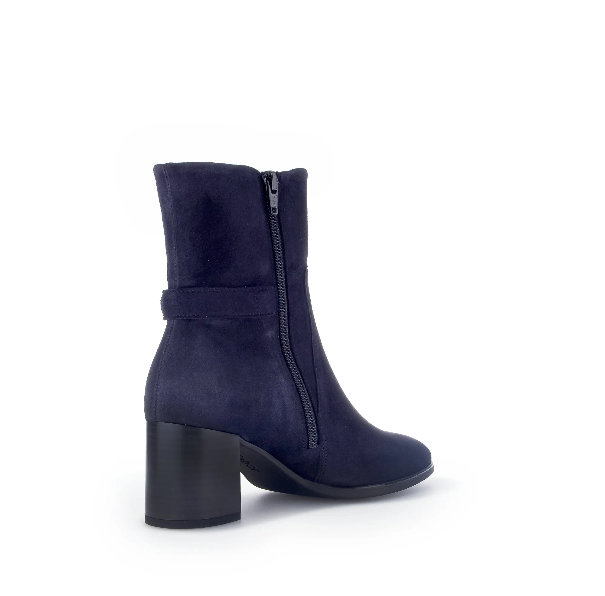 GABOR Navy Suede Block Heel Boot with Diamante Strip