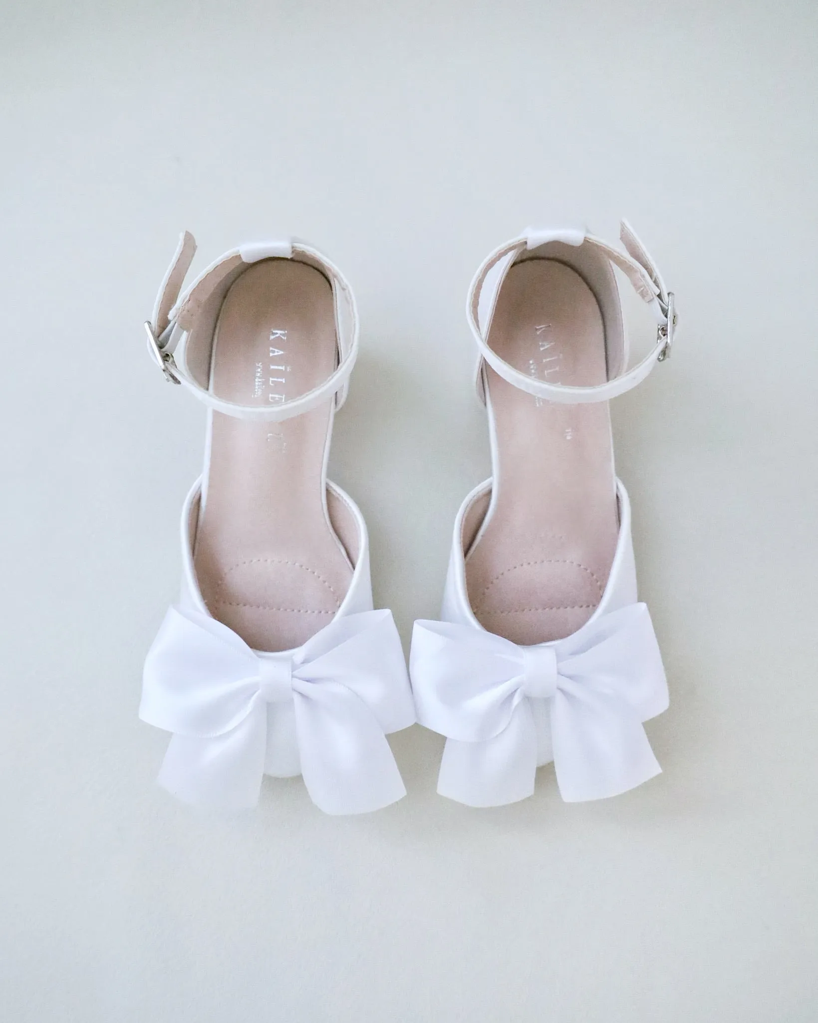 Girls Satin Block Heel with Front Satin Bow