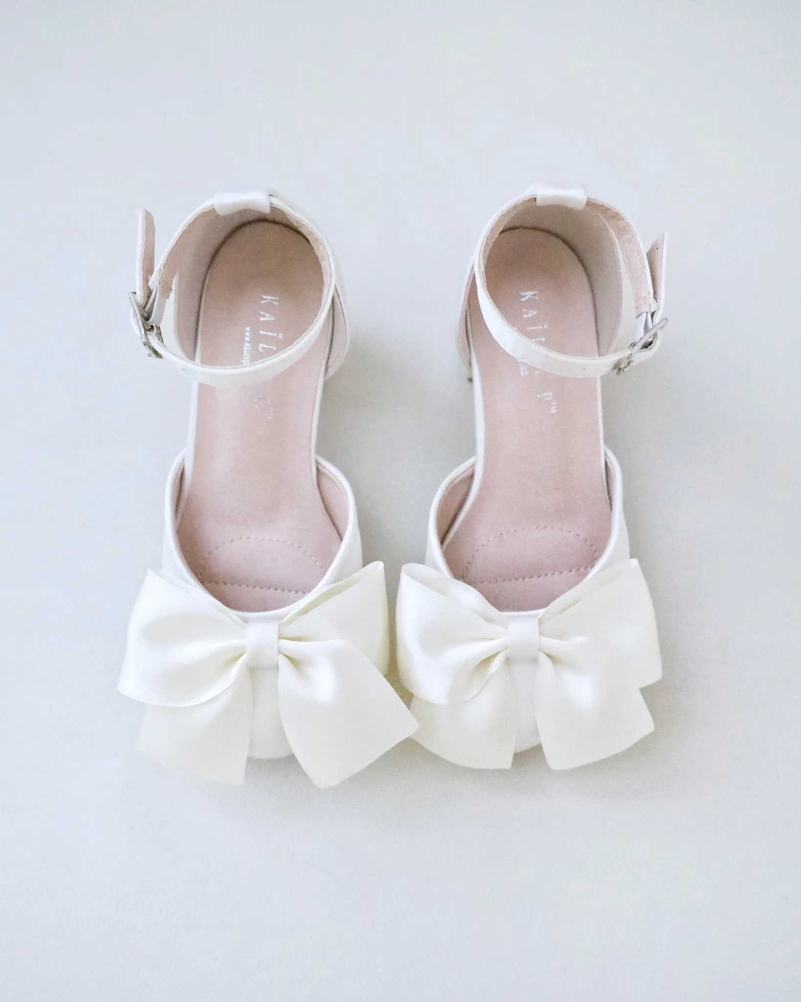 Girls Satin Block Heel with Front Satin Bow