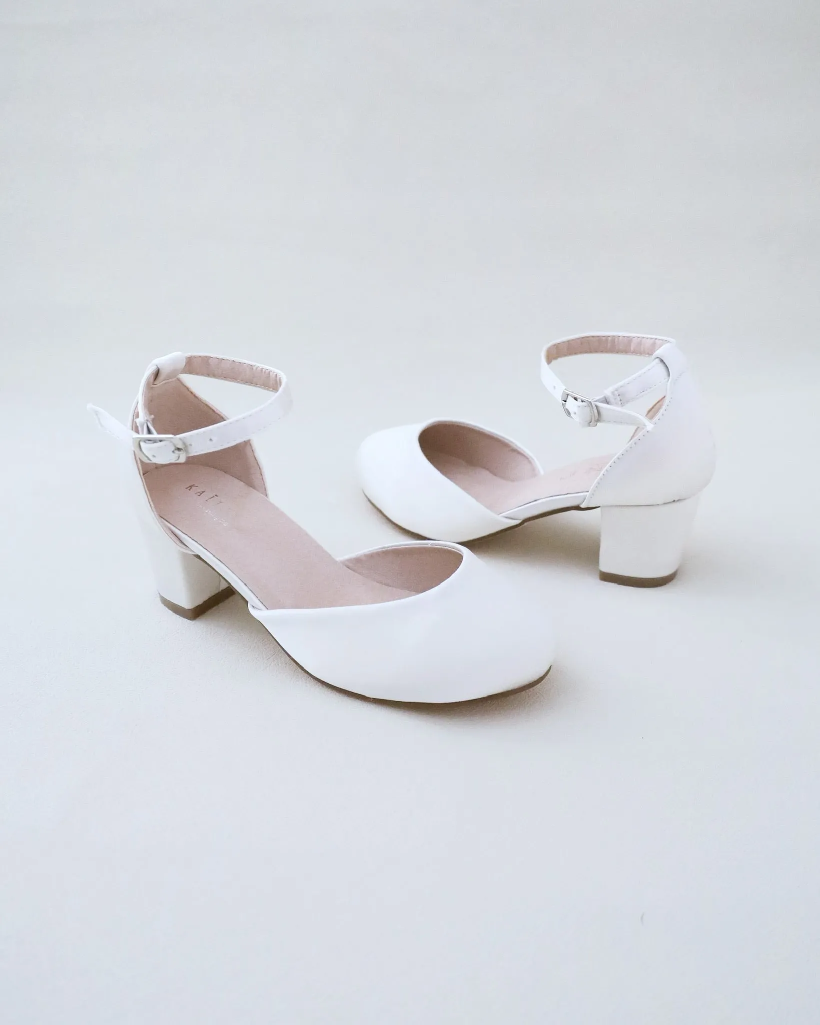 Girls Satin Block Heel