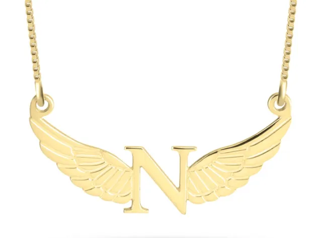 Initial & Wing Necklace