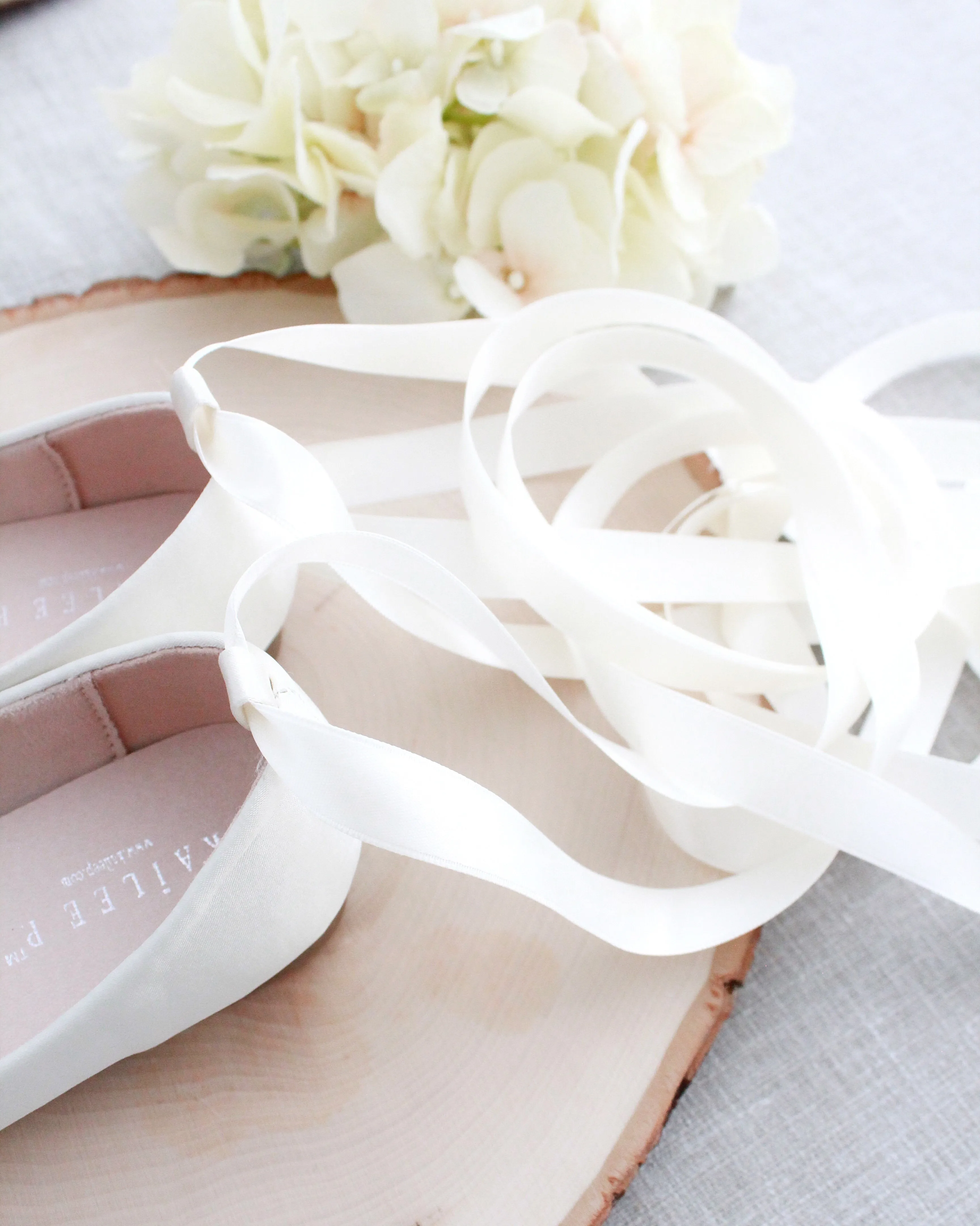 Ivory Satin Ankle Tie or Ballerina Lace Up