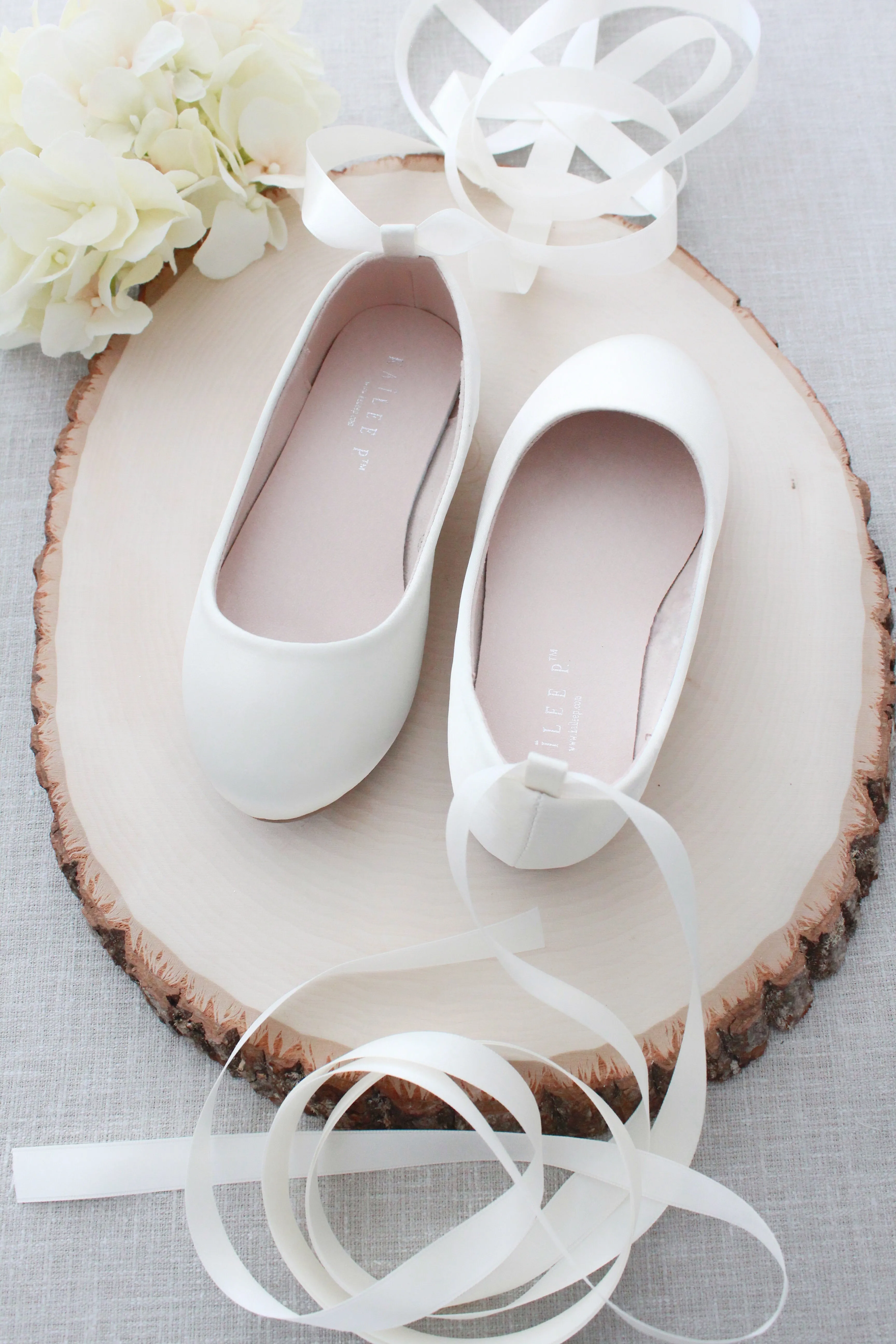 Ivory Satin Ankle Tie or Ballerina Lace Up