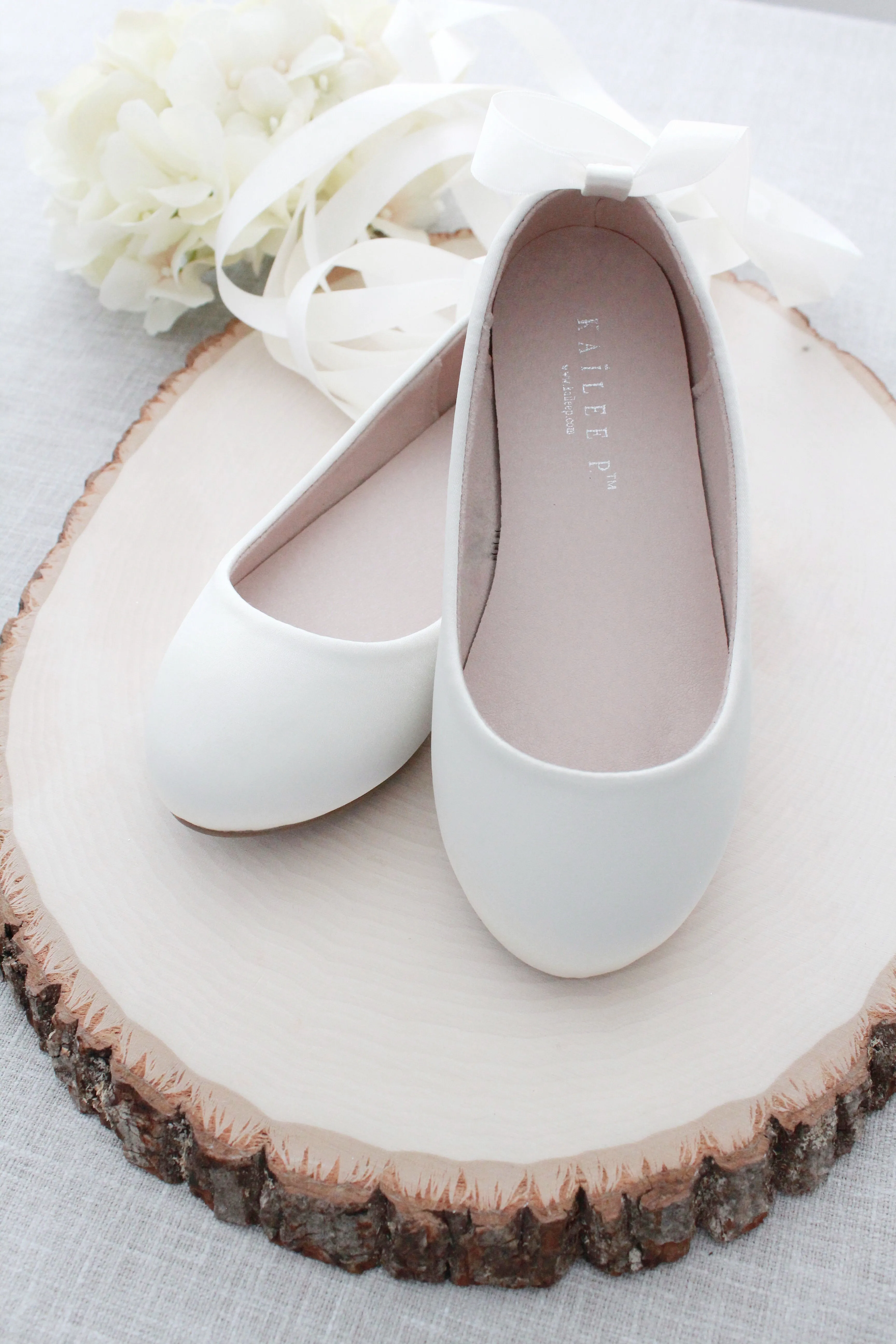 Ivory Satin Ankle Tie or Ballerina Lace Up