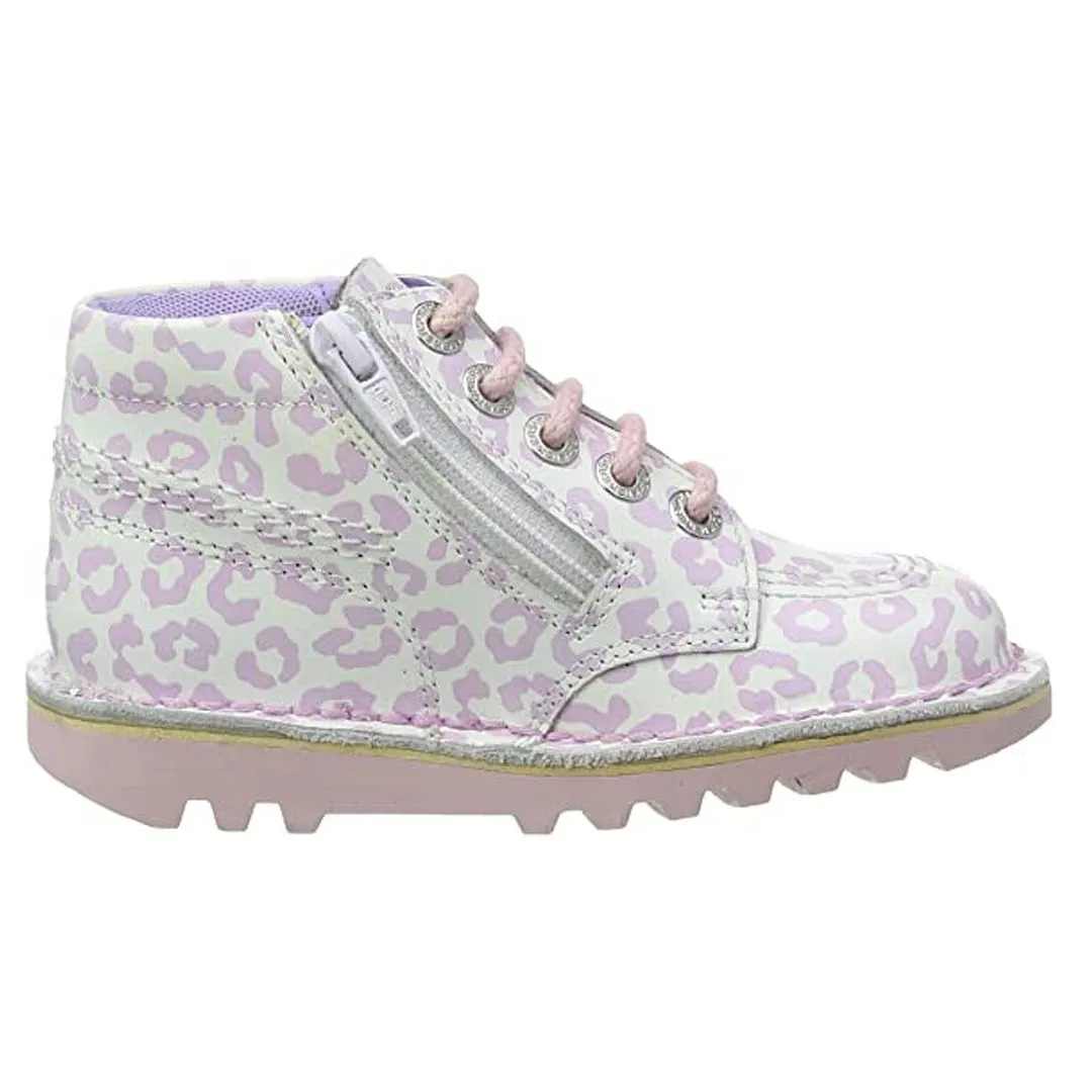 Kickers Kick Hi Ankle Kids White/Pink Boots