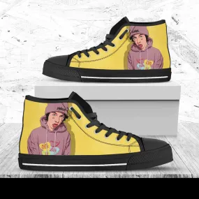 Lil Xan Custom Shoes, Custom Music Shoes, Music Hightops, Rapper Lil Xan Shoes, Hip Hop, Rapper Hi Tops