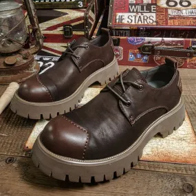 Men's Casual Shoes QD110 - Leather Big Head Platform Oxfords