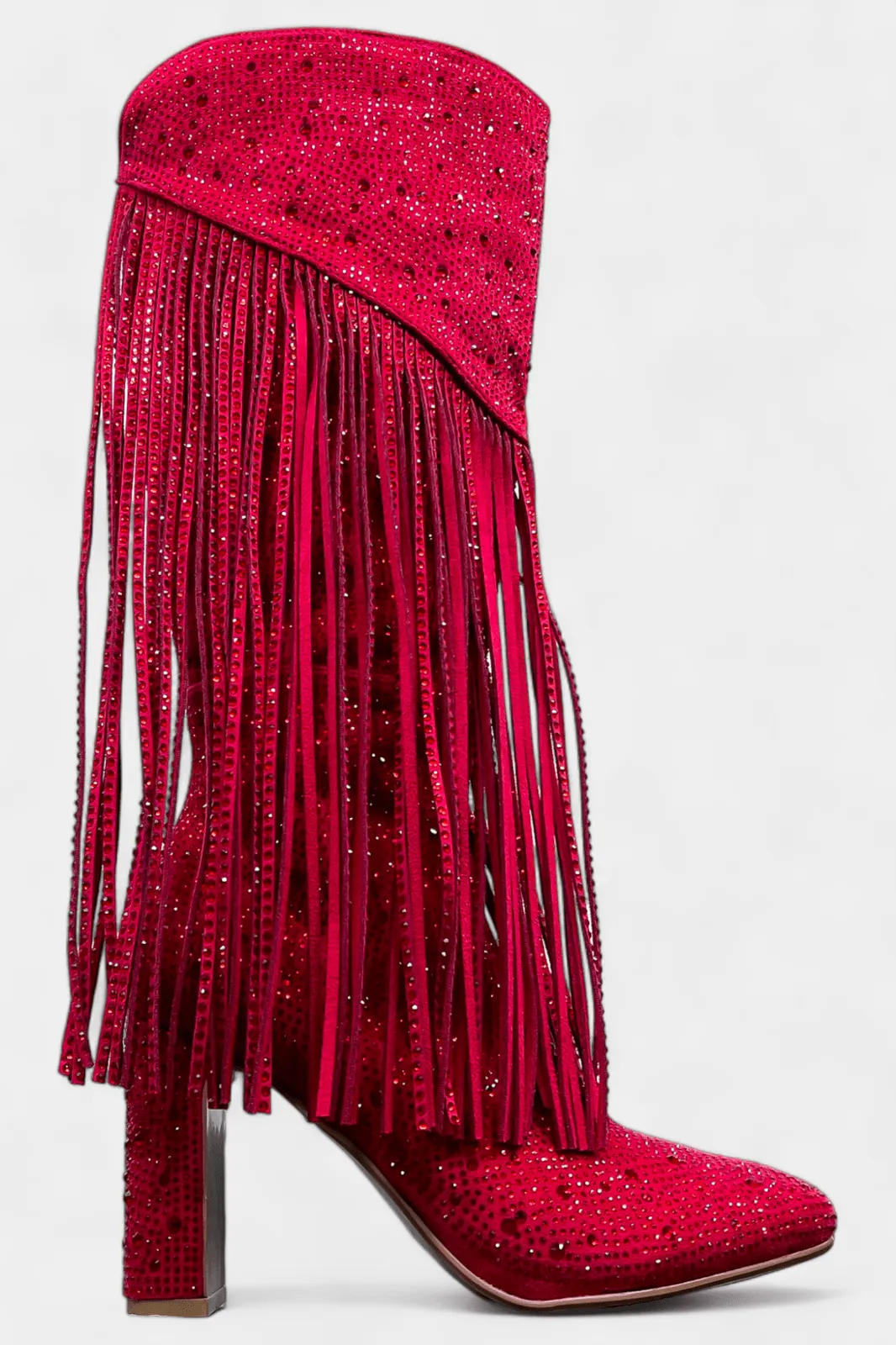 Red Fringe Rhinestone Boots