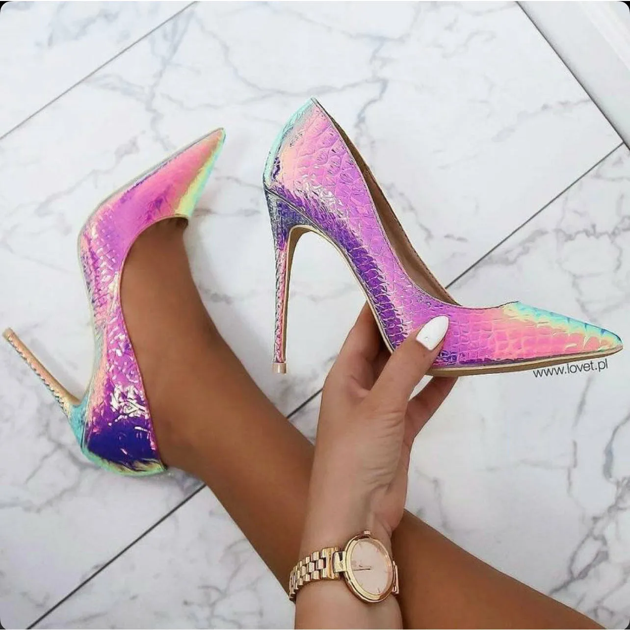 Snake Pattern High Heel Shoes