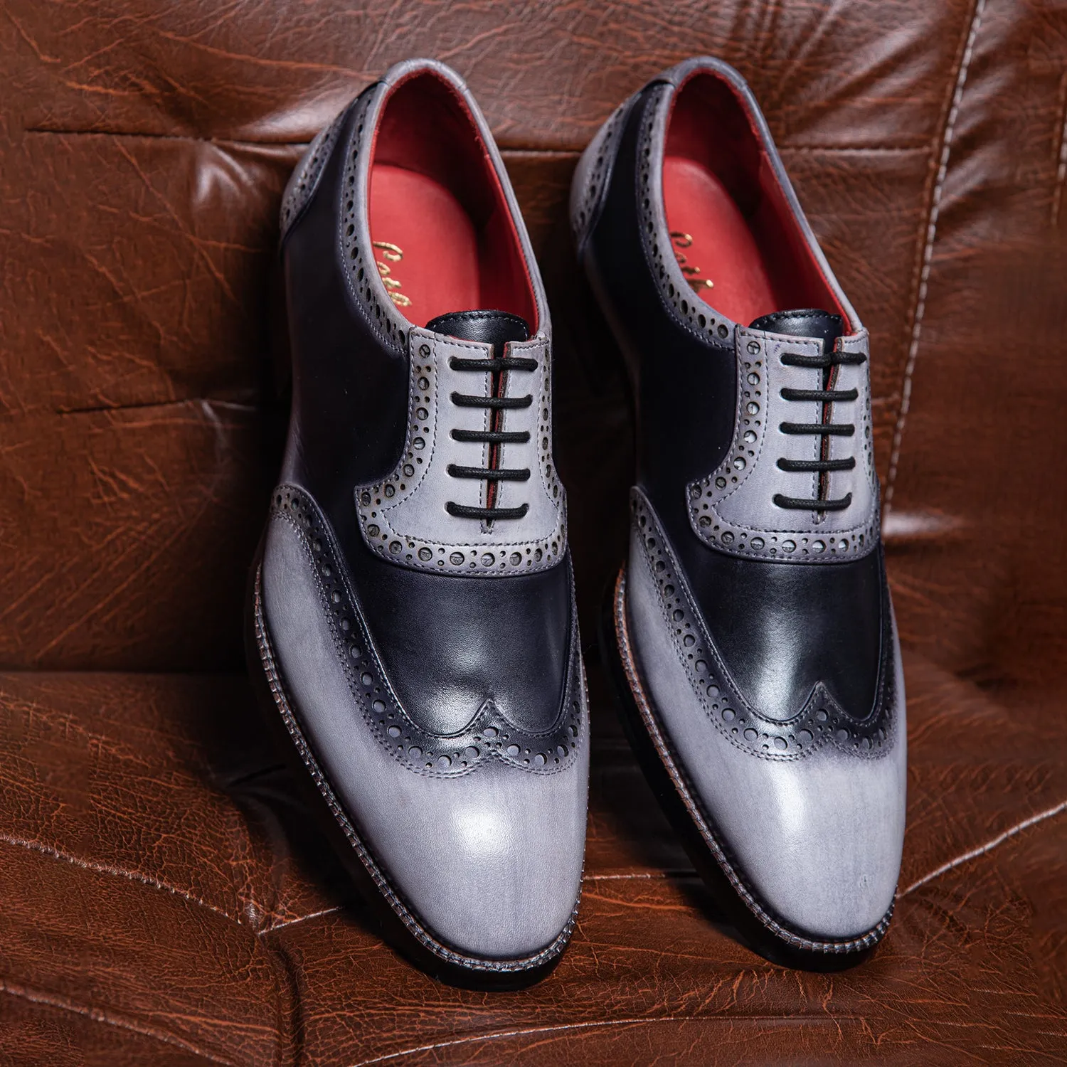 Wingtip Brogue Oxford- Grey & Black