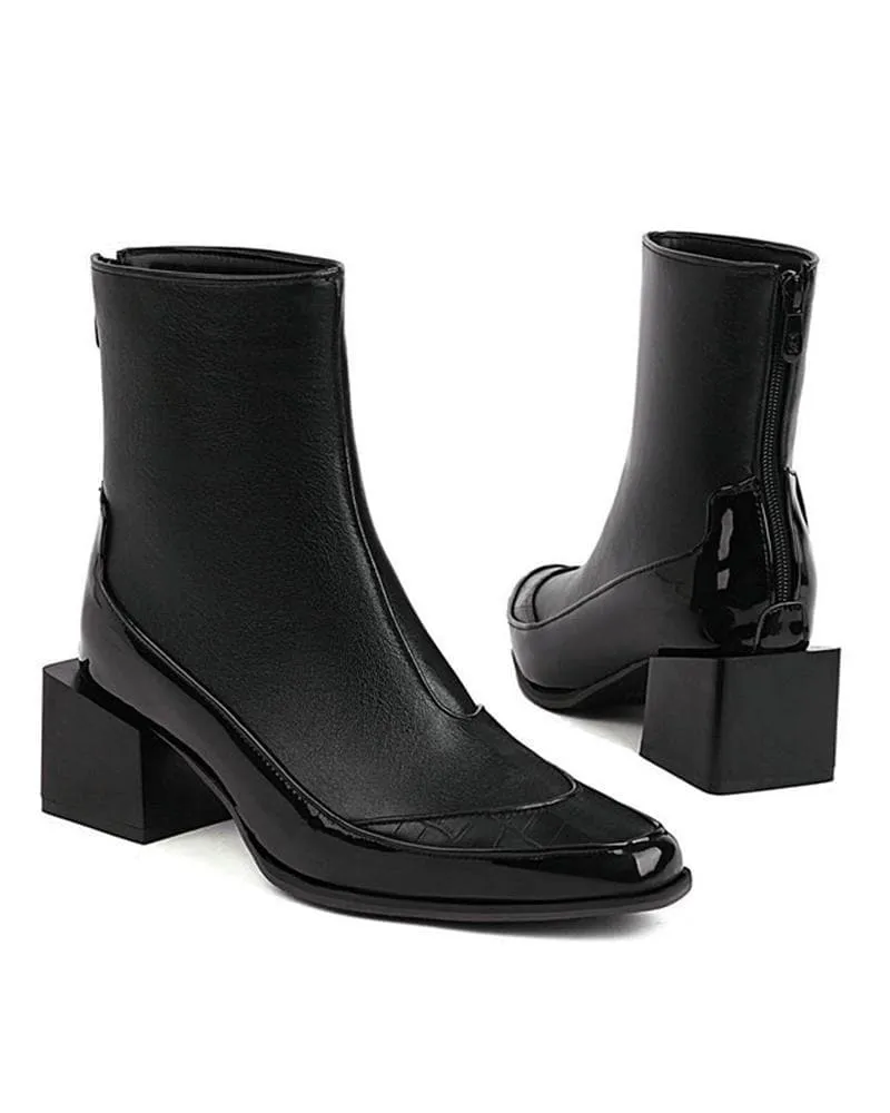 Women's Fashion Web celebrity style Color-Blocking Zipper Boots